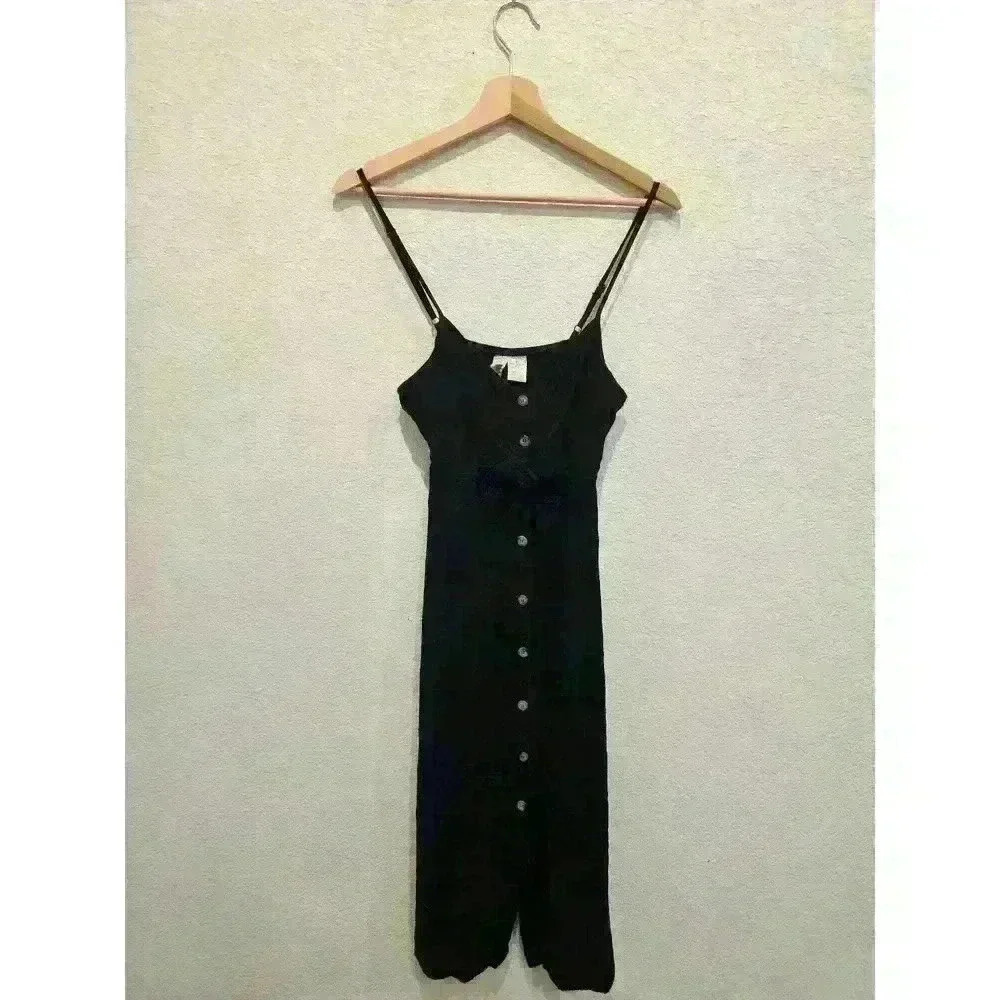 Black Button Up Midi, open front tie.